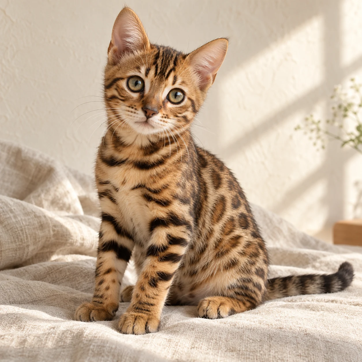 こちらを見つめるベンガルの子猫のイメージ